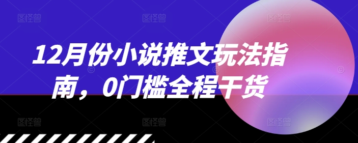12月份小说推文玩法指南，0门槛全程干货-纵横项目网
