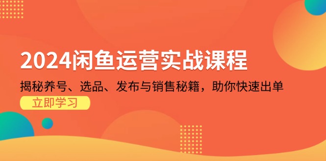 2024闲鱼运营实战课程：揭秘养号、选品、发布与销售秘籍，助你快速出单-纵横项目网
