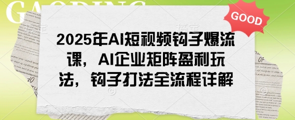 2025年AI短视频钩子爆流课，AI企业矩阵盈利玩法，钩子打法全流程详解-纵横项目网