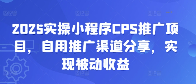2025实操小程序CPS推广项目，自用推广渠道分享，实现被动收益-纵横项目网