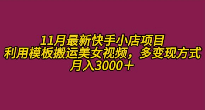 11月K总部落快手小店情趣男粉项目，利用模板搬运美女视频，多变现方式月入3000+-纵横项目网