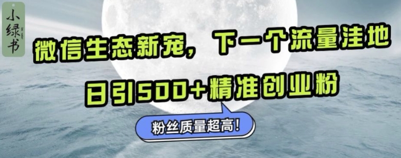 微信生态新宠小绿书：下一个流量洼地，日引500+精准创业粉，粉丝质量超高-纵横项目网