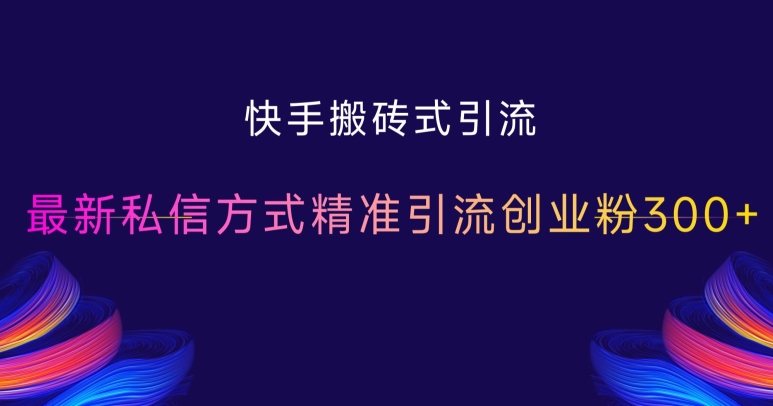 快手搬砖式引流，最新私信方式精准引流创业粉300+-纵横项目网