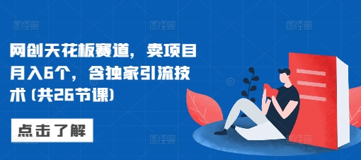 网创天花板赛道，卖项目月入6个，含独家引流技术(共26节课)-纵横项目网