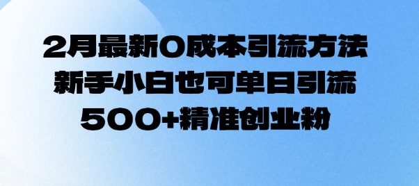 2月最新0成本引流方法，新手小白也可单日引流500+精准创业粉-纵横项目网