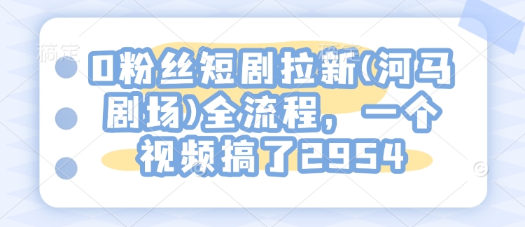 0粉丝短剧拉新(河马剧场)全流程，一个视频搞了2954-纵横项目网