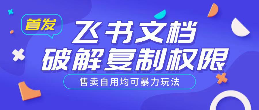 首发飞书文档破解复制权限，售卖自用均可暴力玩法-纵横项目网