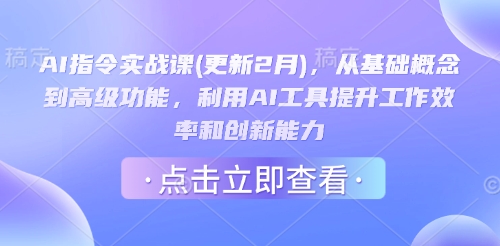 AI指令实战课(更新2月)，从基础概念到高级功能，利用AI工具提升工作效率和创新能力-纵横项目网