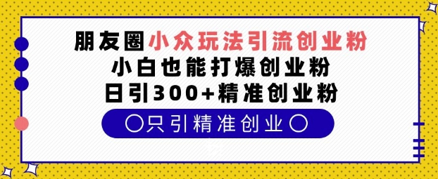 朋友圈小众玩法引流创业粉，小白也能打爆创业粉，日引300+精准创业粉【揭秘】-纵横项目网