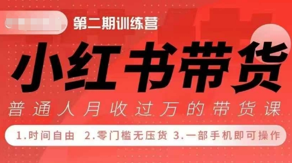 小Red书带货42天训练营 2.0版，宝妈+自由职+上班族+大学生，提高副业收入的大红利项目-纵横项目网