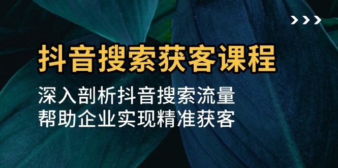 抖音搜索获客课程：深入剖析抖音搜索流量，帮助企业实现精准获客-纵横项目网