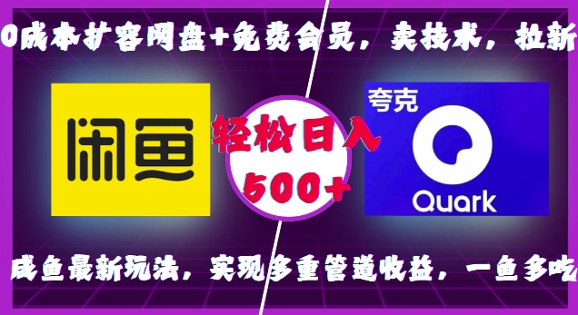 0成本扩容网盘+免费会员，卖技术，拉新，咸鱼最新玩法，实现多重管道收益，一鱼多吃，轻松日入500+-纵横项目网