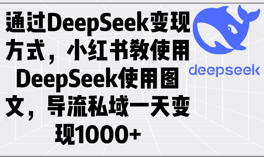通过DeepSeek变现方式，小红书教使用DeepSeek图文，导流私域一天变现1000+-纵横项目网