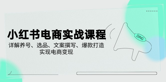 小红书电商实战课程，详解养号、选品、文案撰写、爆款打造，实现电商变现-纵横项目网