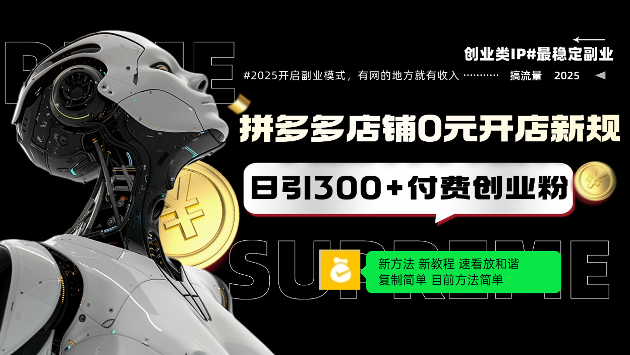 拼多多店铺0元开店新规，日引300+付费创业粉，目前方法简单复制粘贴可矩阵-纵横项目网