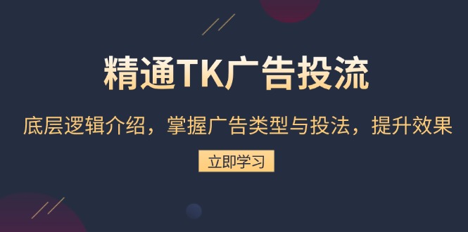 精通TK广告投流：底层逻辑介绍，掌握广告类型与投法，提升效果-纵横项目网
