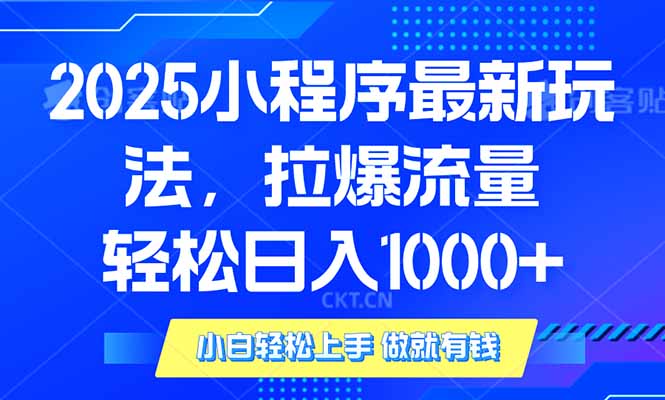 2025年小程序最新玩法，流量直接拉爆，单日稳定变现1000+-纵横项目网