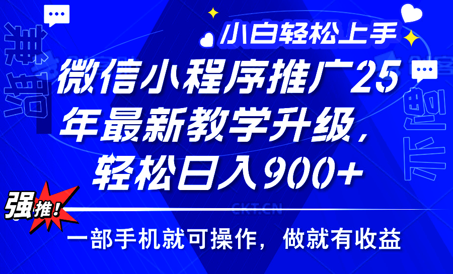 2025年微信小程序推广，最新教学升级，轻松日入900+，小白宝妈轻松上手…-纵横项目网