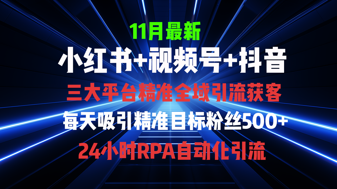 全域多平台引流私域打法，小红书，视频号，抖音全自动获客，截流自…-纵横项目网
