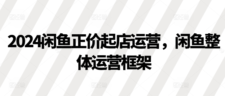 2024闲鱼正价起店运营，闲鱼整体运营框架-纵横项目网