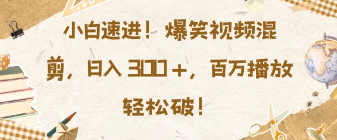 小白速进，爆笑视频混剪，日入3张，百万播放轻松破【揭秘】-纵横项目网