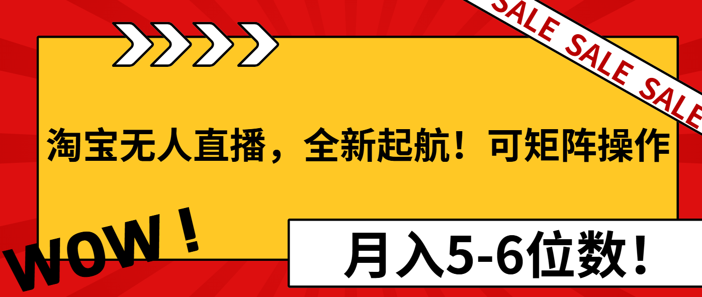 淘宝无人直播，全新起航！可矩阵操作，月入5-6位数！-纵横项目网