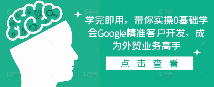 学完即用，带你实操0基础学会Google精准客户开发，成为外贸业务高手-纵横项目网