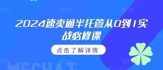 2024速卖通半托管从0到1实战必修课，掌握通投广告打法、熟悉速卖通半托管的政策细节-纵横项目网