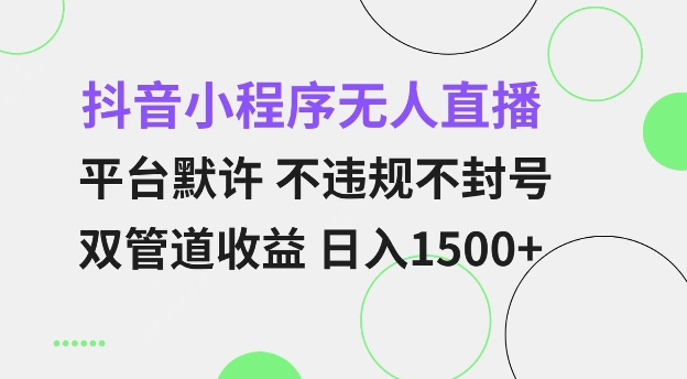 抖音小程序无人直播 平台默许 不违规不封号 双管道收益 日入多张 小白也能轻松操作【仅揭秘】-纵横项目网