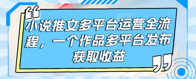 小说推文多平台运营全流程，一个作品多平台发布获取收益-纵横项目网