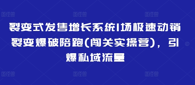 裂变式发售增长系统1场极速动销裂变爆破陪跑(闯关实操营)，引爆私域流量-纵横项目网
