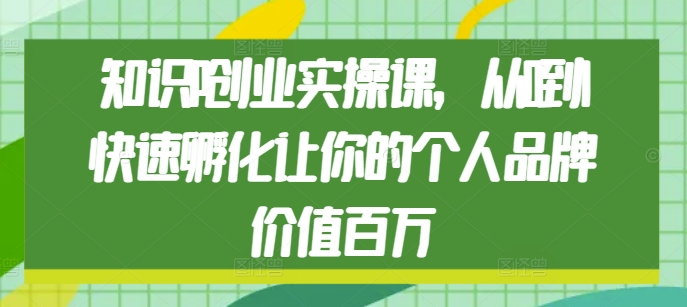 知识IP创业实操课，从0到1快速孵化让你的个人品牌价值百万-纵横项目网