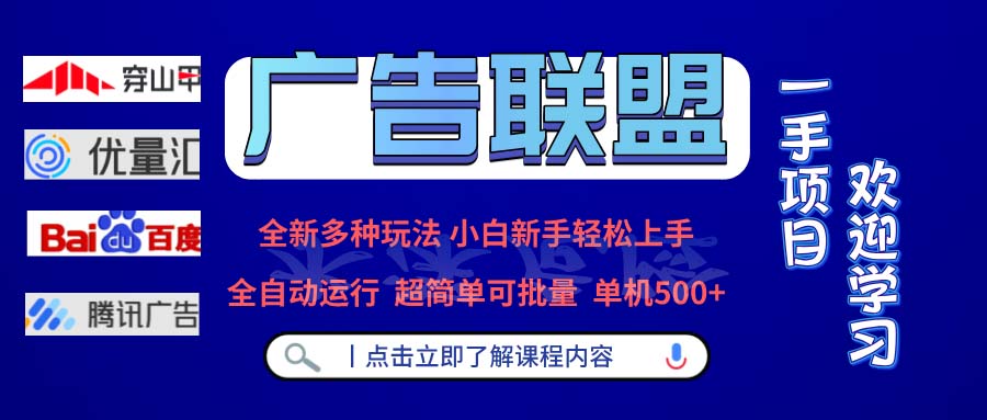广告联盟 全新多种玩法 单机500+  全自动运行  可批量运行-纵横项目网