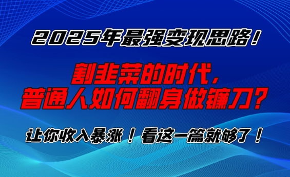 2025年最强变现思路，割韭菜的时代， 普通人如何翻身做镰刀？【揭秘】-纵横项目网