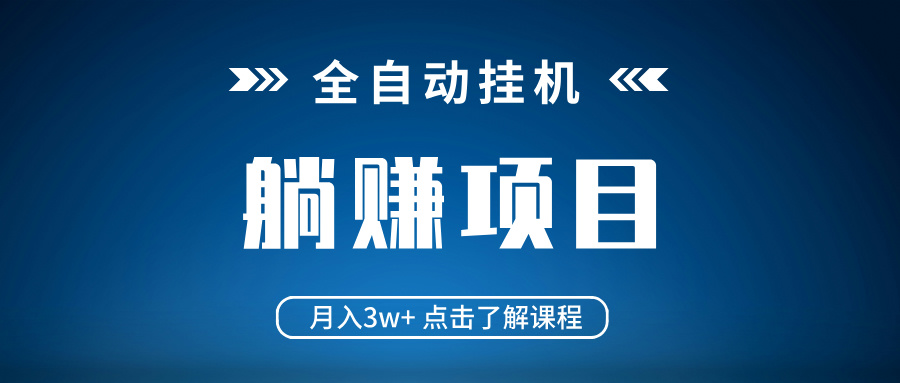 全自动挂机项目 月入3w+ 真正躺平项目 不吃电脑配置 当天见收益-纵横项目网