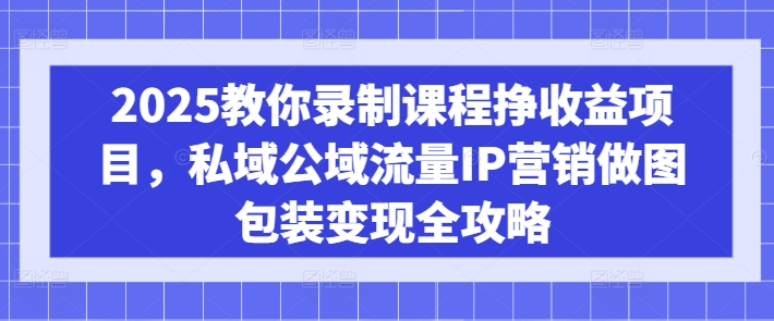 2025教你录制课程挣收益项目，私域公域流量IP营销做图包装变现全攻略-纵横项目网